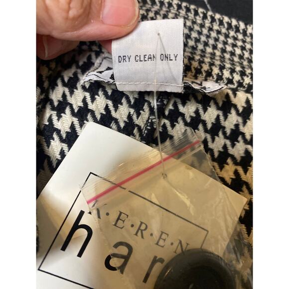 Karen Hart Women’s Black and Off-White Houndstooth Wool Blend Peacoat Size XL - Picture 9 of 9